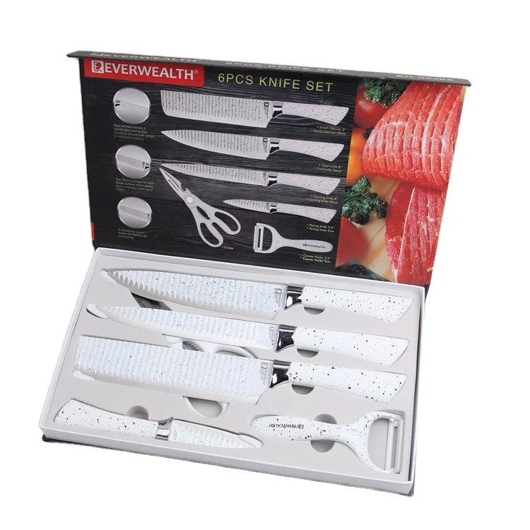 Wholesale Kitchen Knife Set 6 Pcs Cooking Accessories Luxury White Knives Set