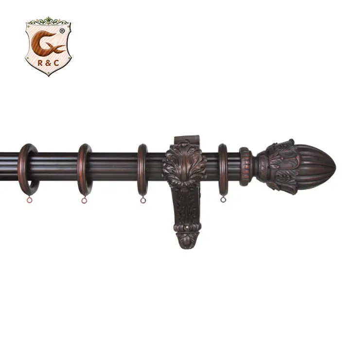 Factory Antique White Wood Cameo Curtain Rod Modern Home Decoration