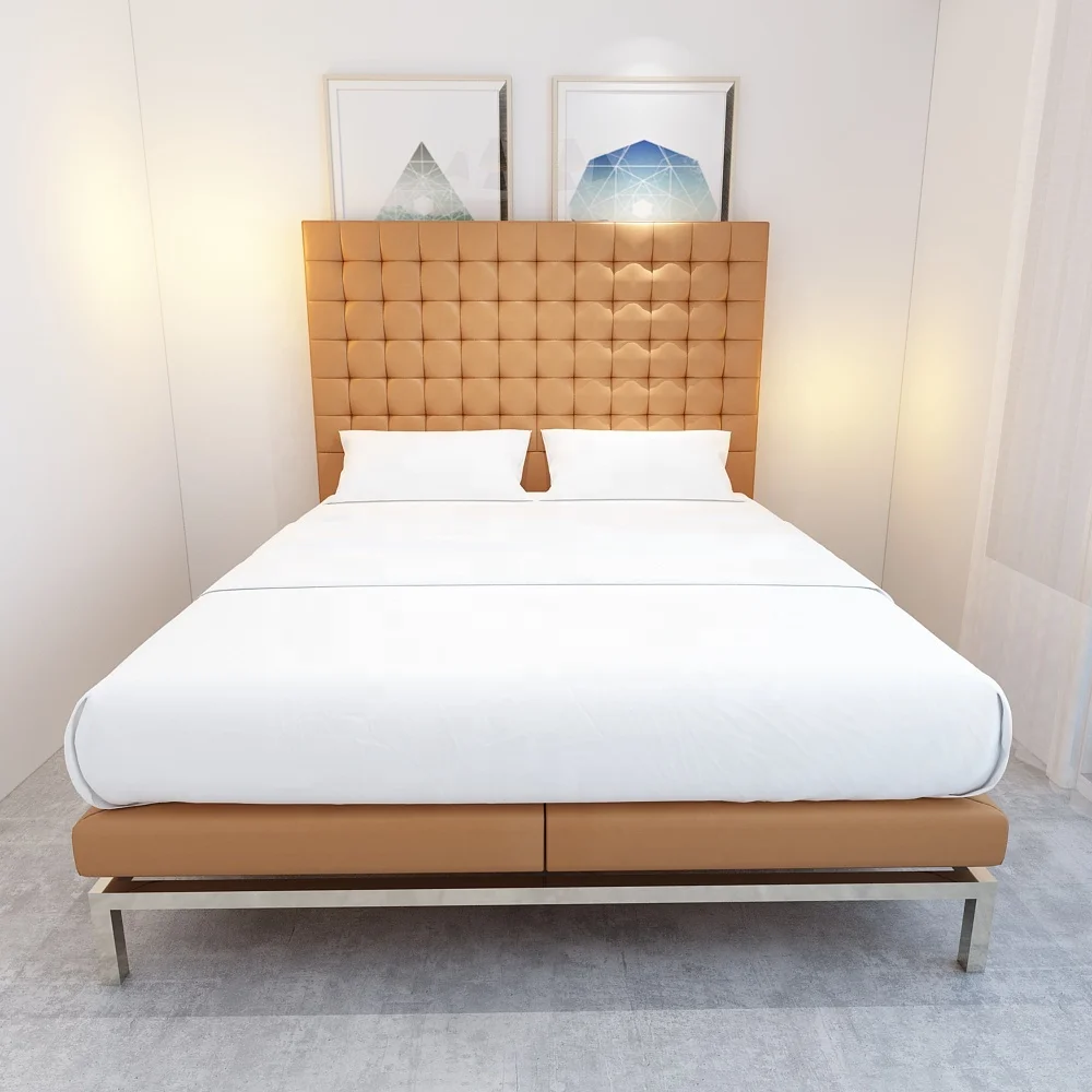 
modern tufty boss genuine leather bed high headboard king size 