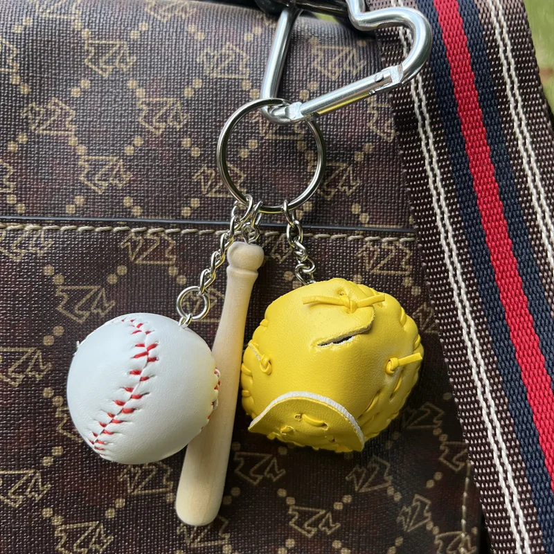 Baseball Bat Keychain Sports Souvenirs Mini Baseball Softball Keychain Craft Bag Pendant Ornament