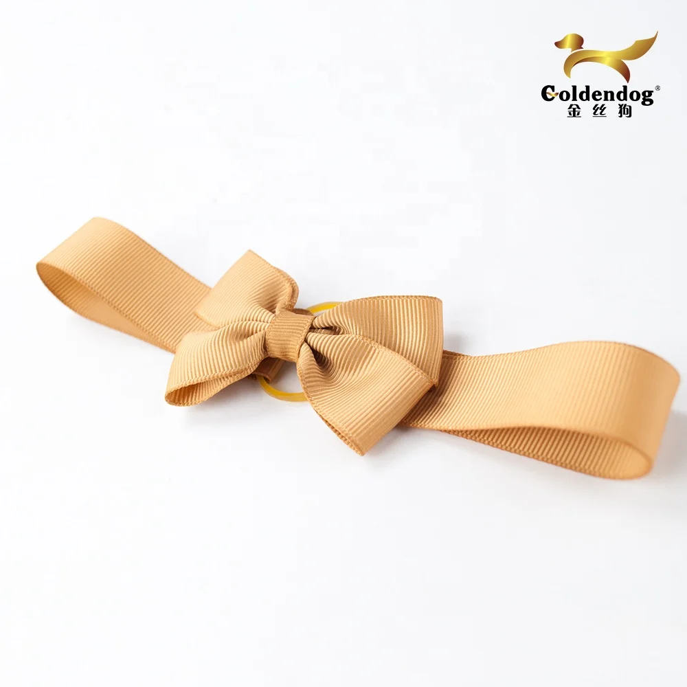Pre-made grosgrain ribbon bow with elastic loop on back for packing decoration