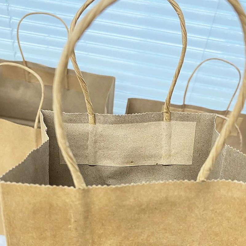 Cheap handle kraft paper bags food takeaway packaging kraft paper bags custom printing takeout kraft paper tote bag