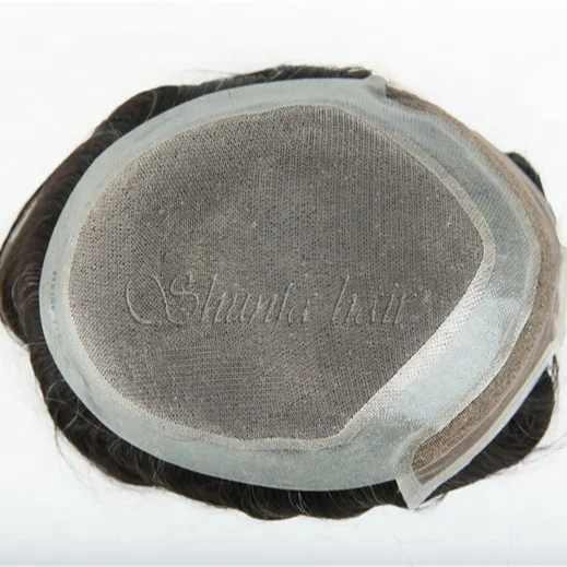 Natural black Hair Toupee Mono Base PU Hair Replacement System for Male