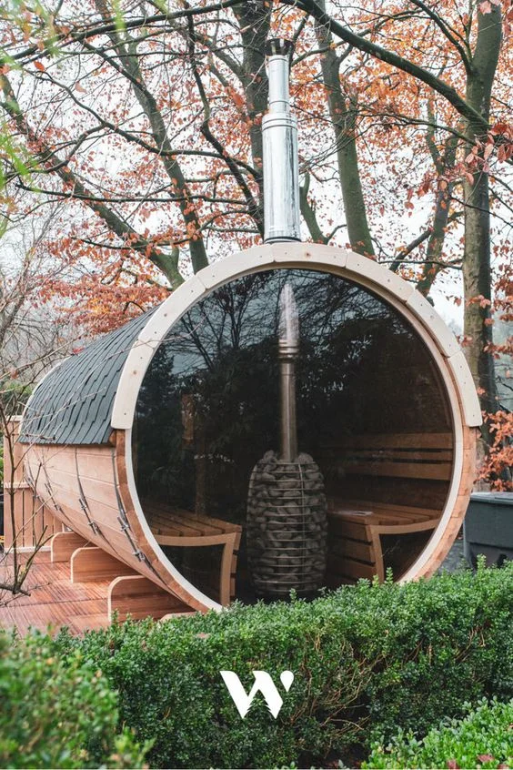 Outdoor Japanese Cypress Barrel Outdoor Sauna Spa Tubs Sauna Rooms Wet Steam smart Sauna Outdoor Built For Winter