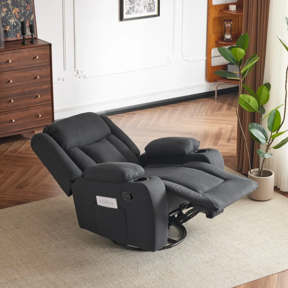 Sans Wholesale Black Fabric Single Recliner Sofa Rocking Chair Sedia Reclinabile