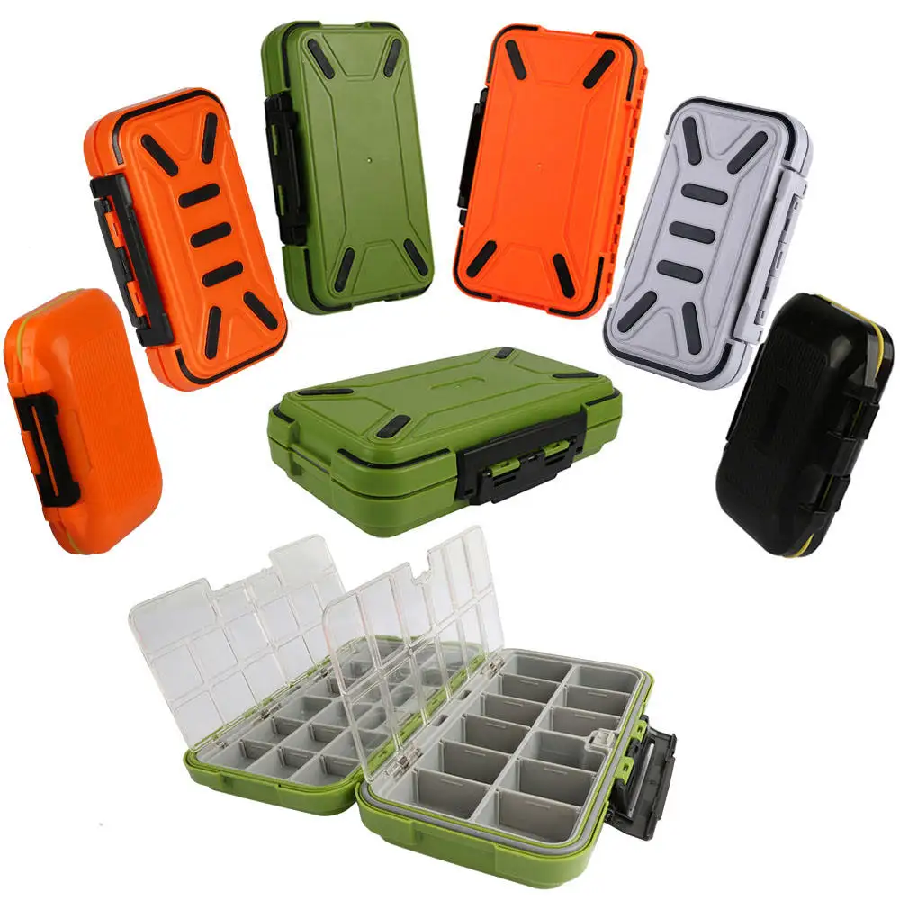 High quality Double Sided Fishing Tackle Box 12 Compartments Bait Lure Hook Storage Box Fishing Accessories Plastic Storage Case