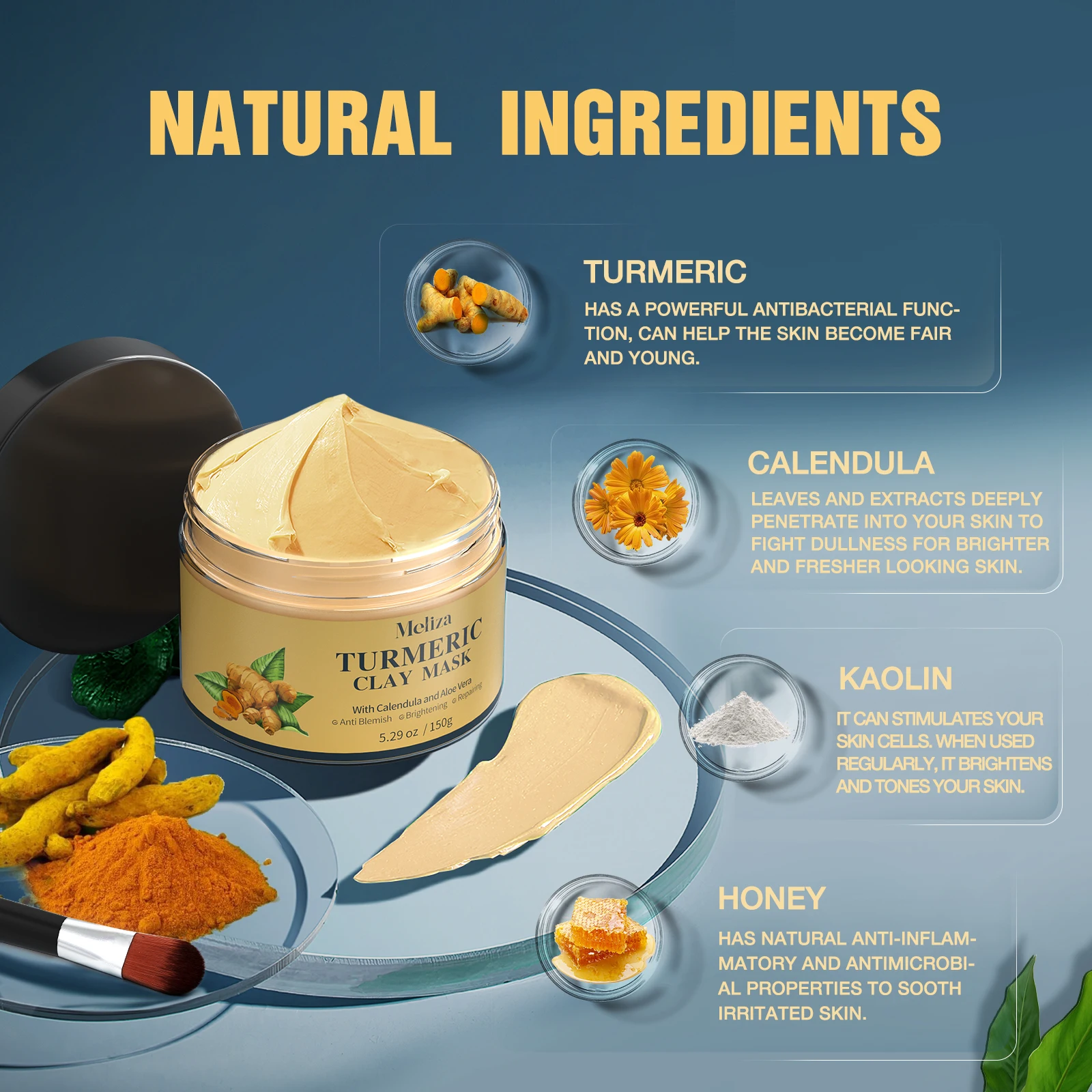Private Label Skin Care Natural Organic Brightening Pore Refining Nourishing Vitamin C Turmeric Clay Mask
