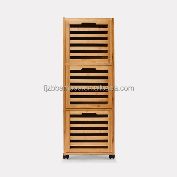 Slatters bamboo 3 drawers  organizers on wheels for bed room,living room
