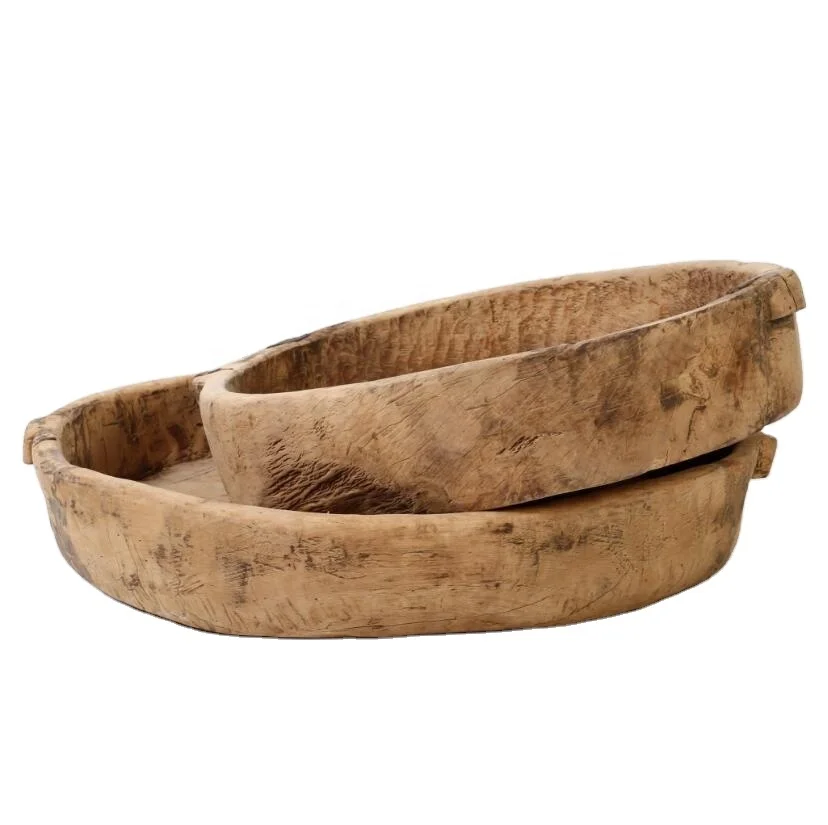 Chinese antique reclaimed original decorative tabletop old round wooden tray