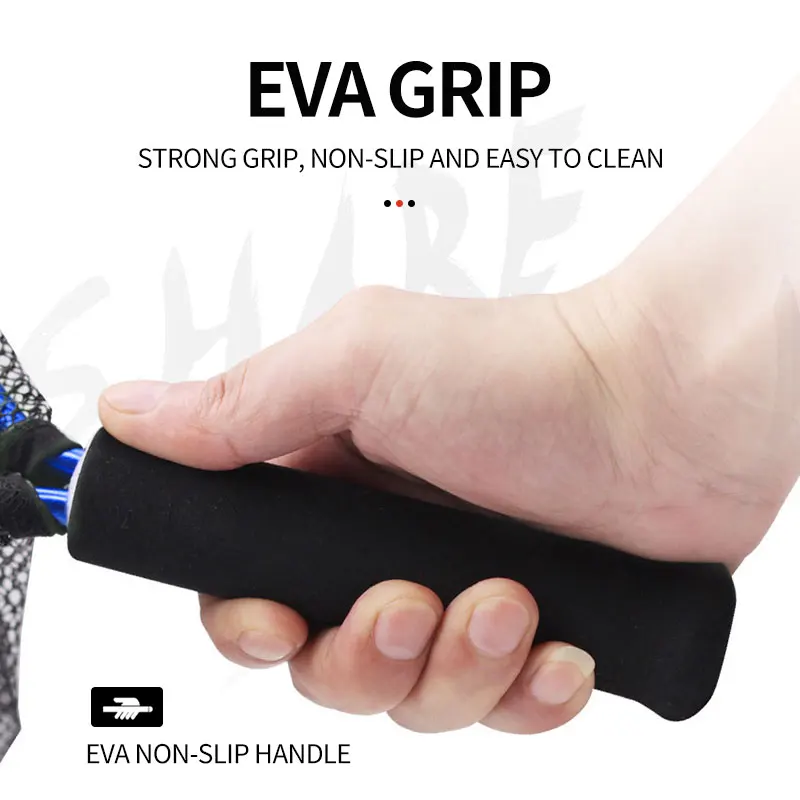 Portable Manual Fishing Landing Net Rubber Coated Mesh Fine Mesh Lightweight Fishing Net with Handle Fish Catching Net