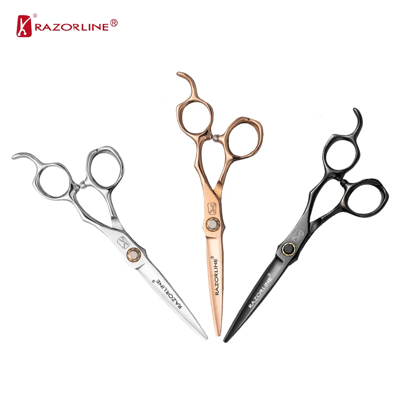 CAK36 CNC Premium Offset Handle Logo Salon Hair Cuttinng Shears Barber Hairdressing Scissors