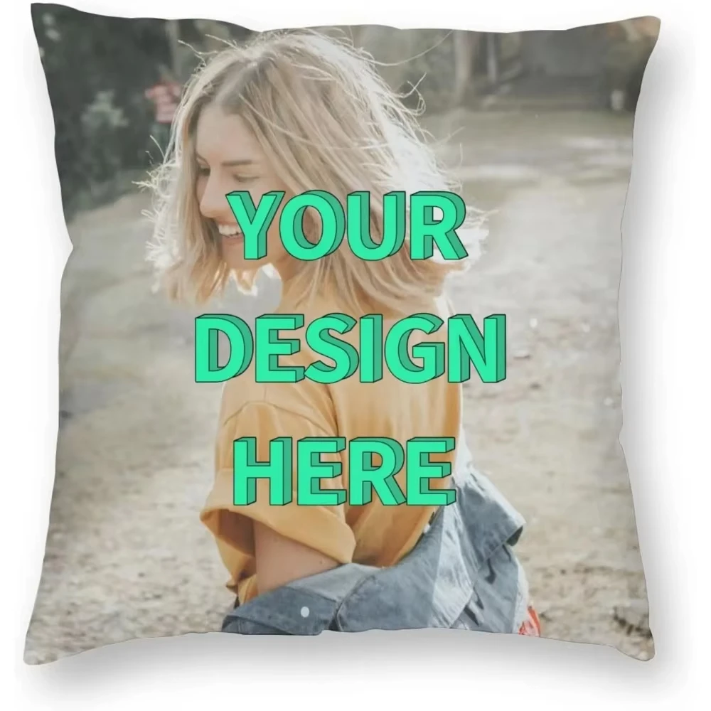 Personalized Pillow Case Design Photos or Text Customize Throw Pillowcase Two-Sides Printed Cushion Cover Home  18x18 Inch