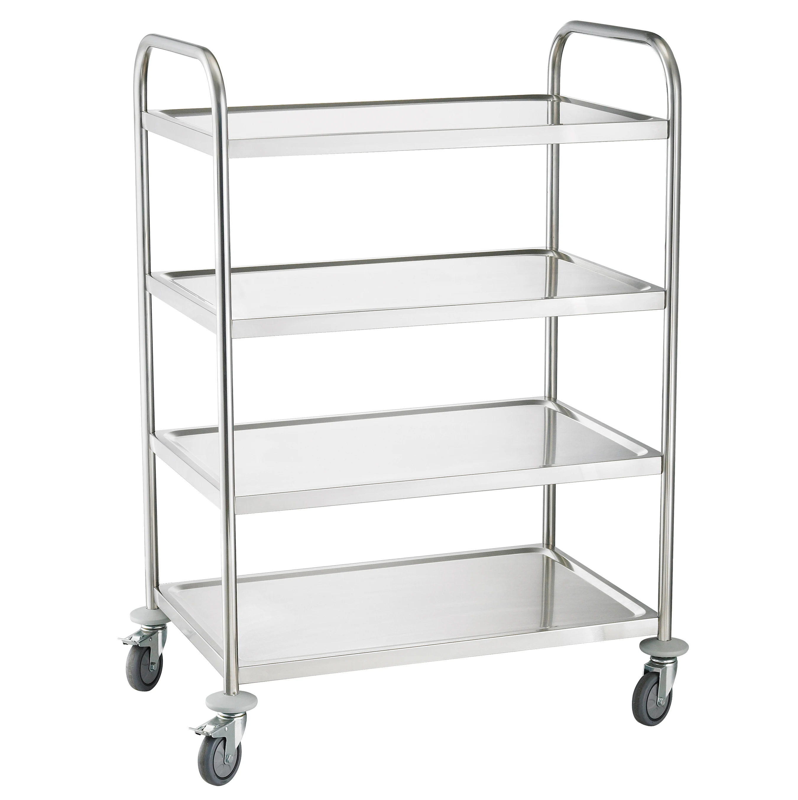 Golden Ware 4 Tiers Stainless Steel Round-Tube Food Service Trolley Cart with Wheels