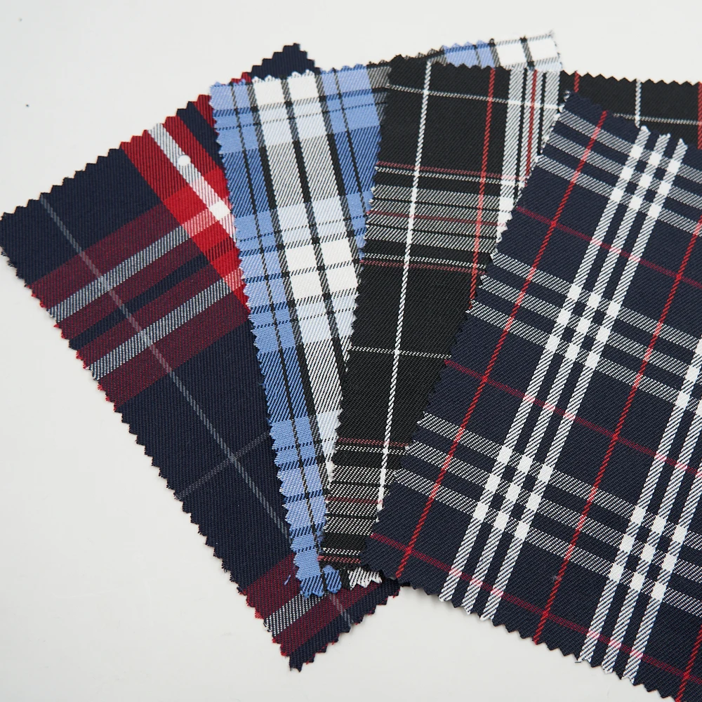 Hot selling new designs polyester cotton tartan yarn dyed classic big plaid fabric for school uniform