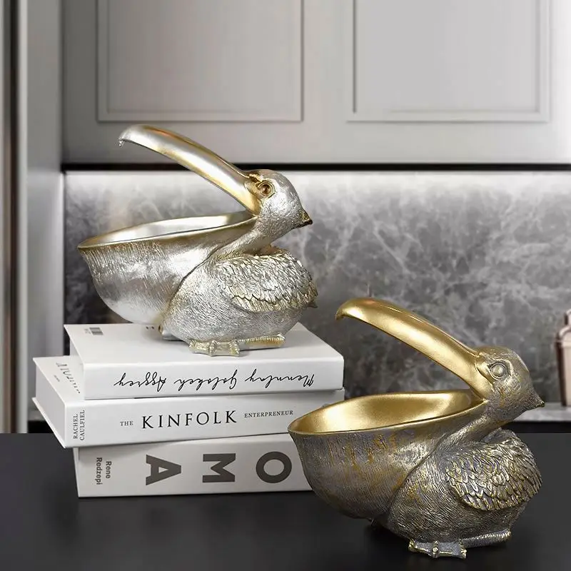 Resin European-style Animal Ornaments Key Storage Crafts Living Room Office Creative Big Mouth Pelican Bird Entrance Decoration