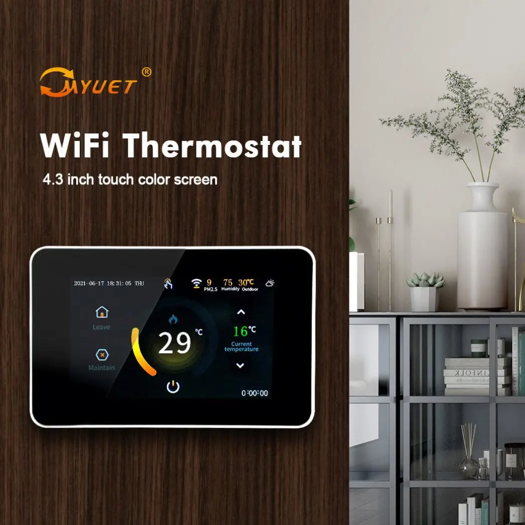 Умный контроллер температуры с цветным экраном Wi-Fi пульт дистанционного управления воды и электрического подогрева