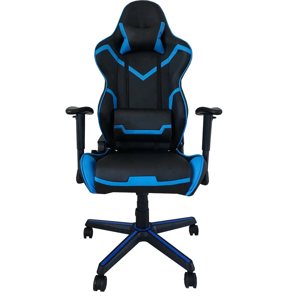 Jiabeir Gaming Chair High Back Blue Computer Chair PU Leather Desk Chair Adjustable With Pillow And Seat Cushion