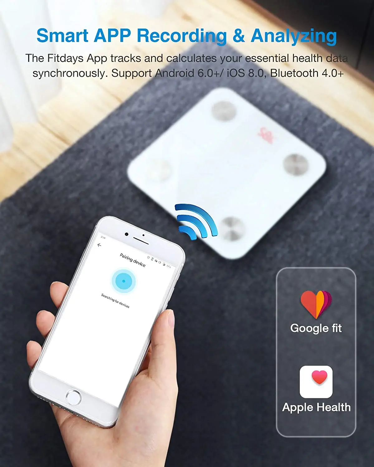 Factory Customized Rohs Certification Bluetooth Smart Body Fat Analyse Digital Scale Grams App Health And Personal Care