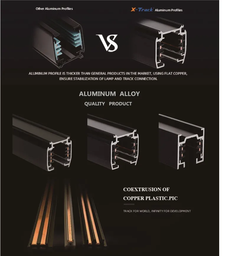 DALI rail Spotlight Lighting track  6 Wires 3 Circuits  in Black 1M Modern Led Light Box Rail Extruded Aluminum 16A TRACK Lights