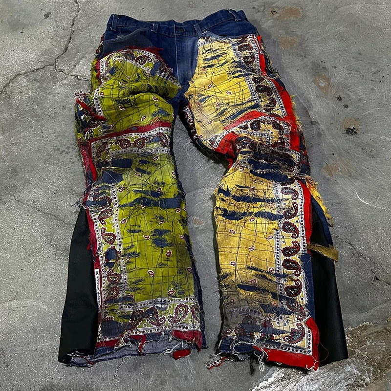 DiZNEW denim jeans wholesale Hip Hop style loose-fitting jeans custom cropped and embroidered work jeans