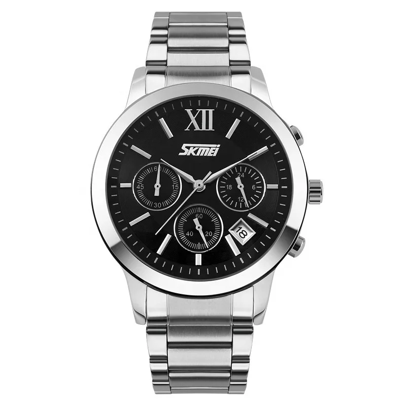 skmei 9097 original fashion waterproof stainless steel  relogio quartz brand watches men luxury