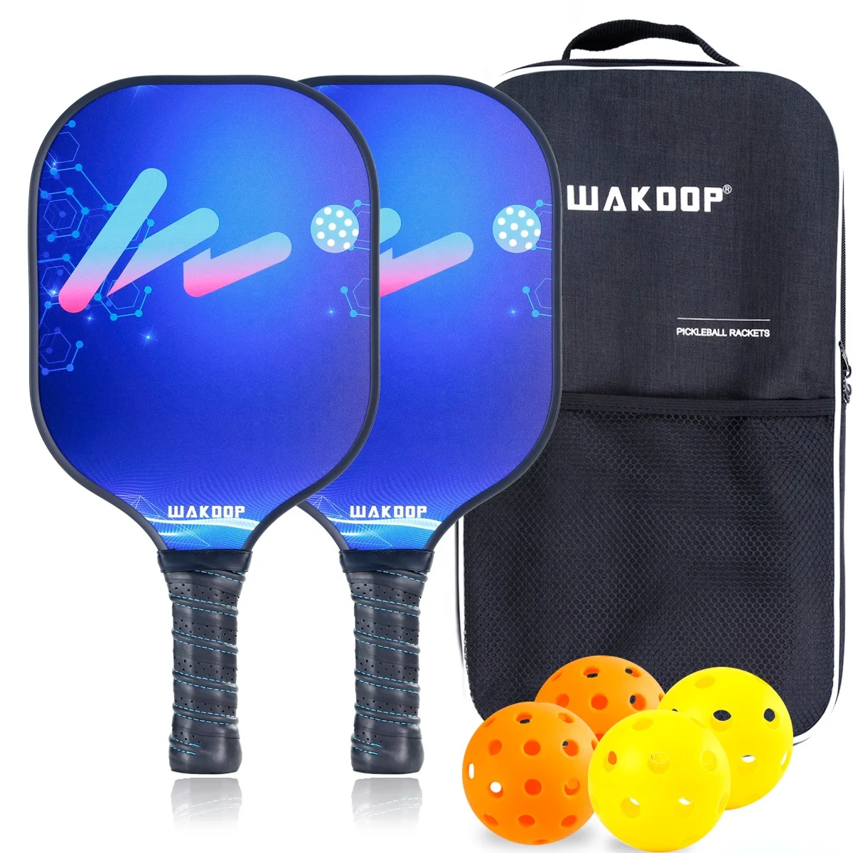 WAKDOP OEM profession beach paddle durable Pickleball Tennis Racket For a Set With Balls&Bag Light Weight Custom Pattern&Logo