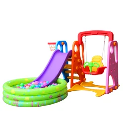 Kindergarten Children Indoor Playground Equipment Slide and Swing Set Combination Plastic 2 Kids Custom with Ball Pool 1-5 Years