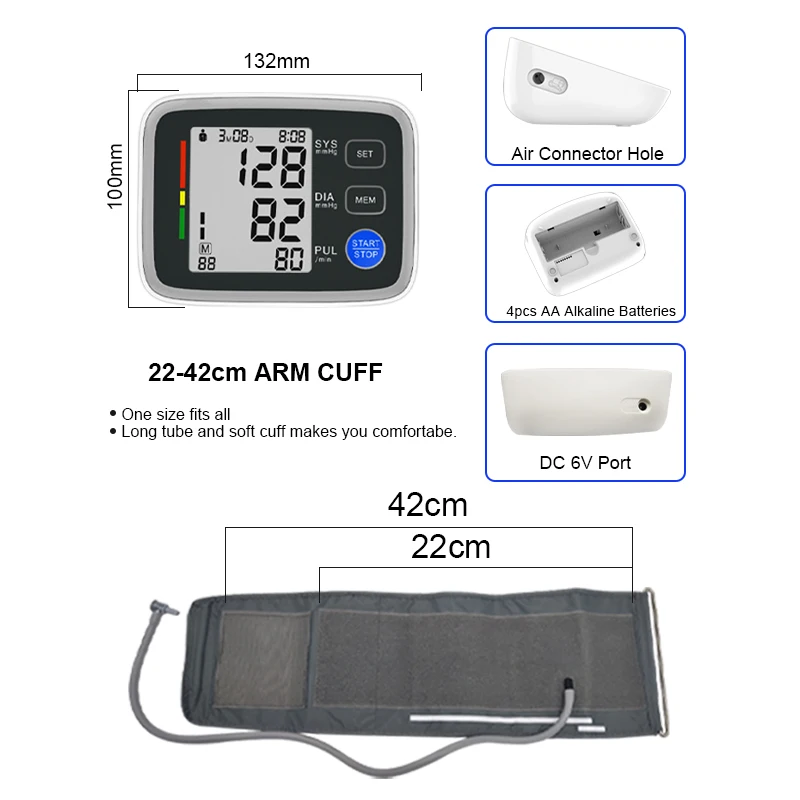 CE MDR Certified Blood Pressure Monitor And Heart Rate Monitor Big Screen Digital Upper Arm Blood Pressure Monitor BP Machine