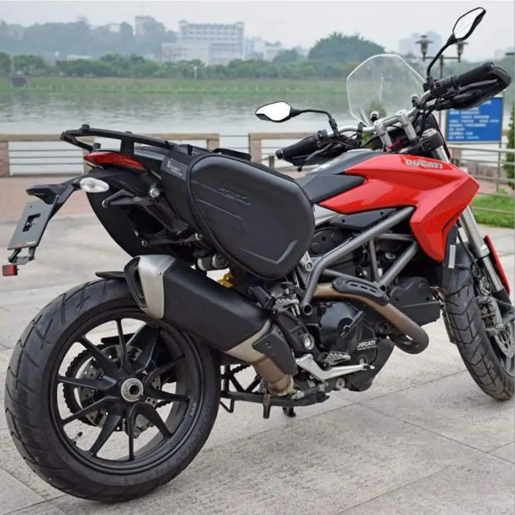  Leather Bike Motorbike Saddle Bag portable tank