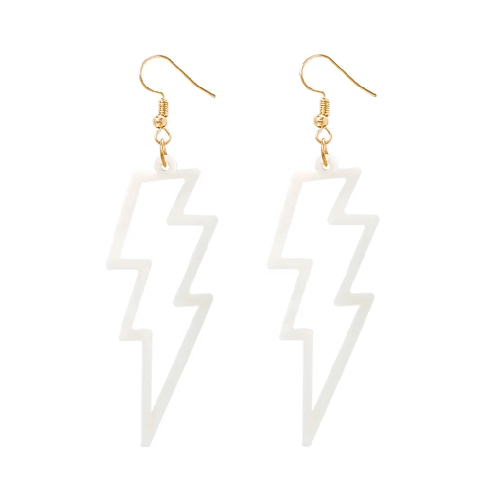 2019 New Europe Style Lightning Type Earrings Fluorescent Color Resin Earrings