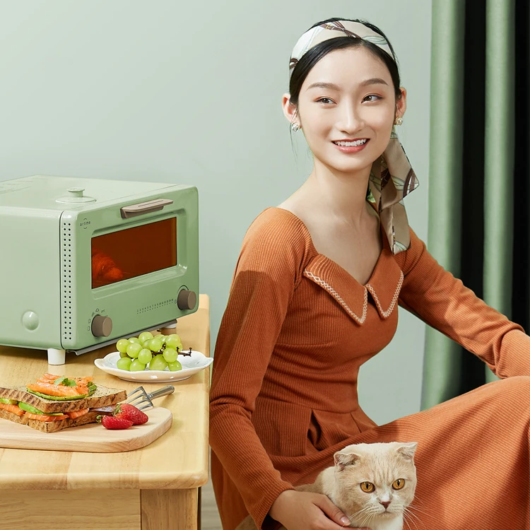 2021 новый дизайн паровой тостер из нержавеющей стали объемом 10 л мини-духовка в зеленом цвете