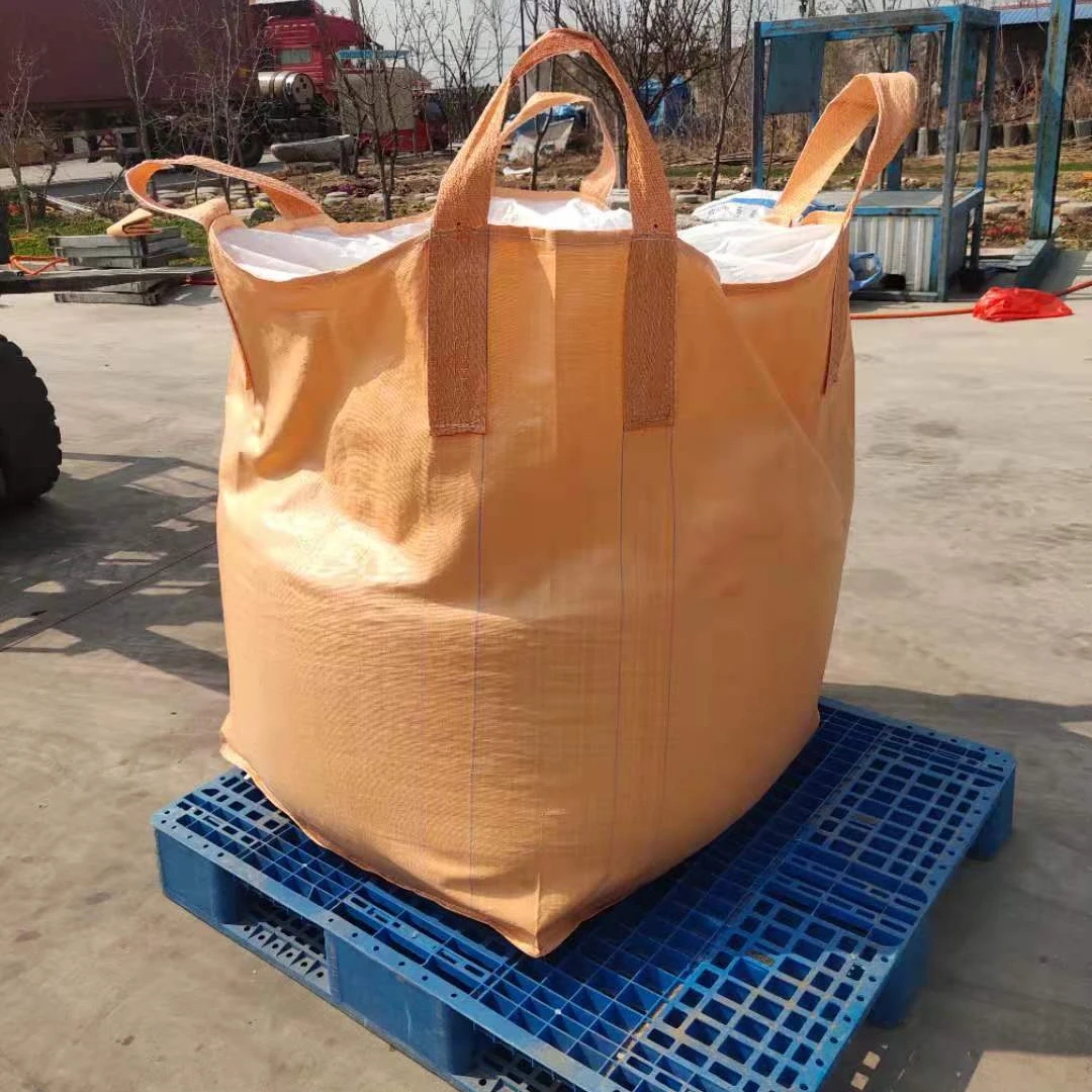 FIBC Bulk 500kg 850kg 1 Ton 1500kg Jumbo Bag Beige Color Waterproof Big Ton Bag Tubular Fabric Bag