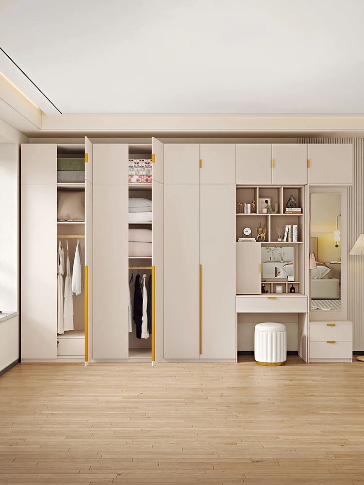 Modern Wood Veneer Clothing Cabinets or Large Wardrobe Clothes Storage Knock-down Bedroom Locker