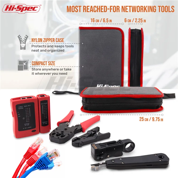 19 Piece Network Tool Kit Complete tool Box Set for Cable Line Installation with Crimper Pliers hand tools in a bag