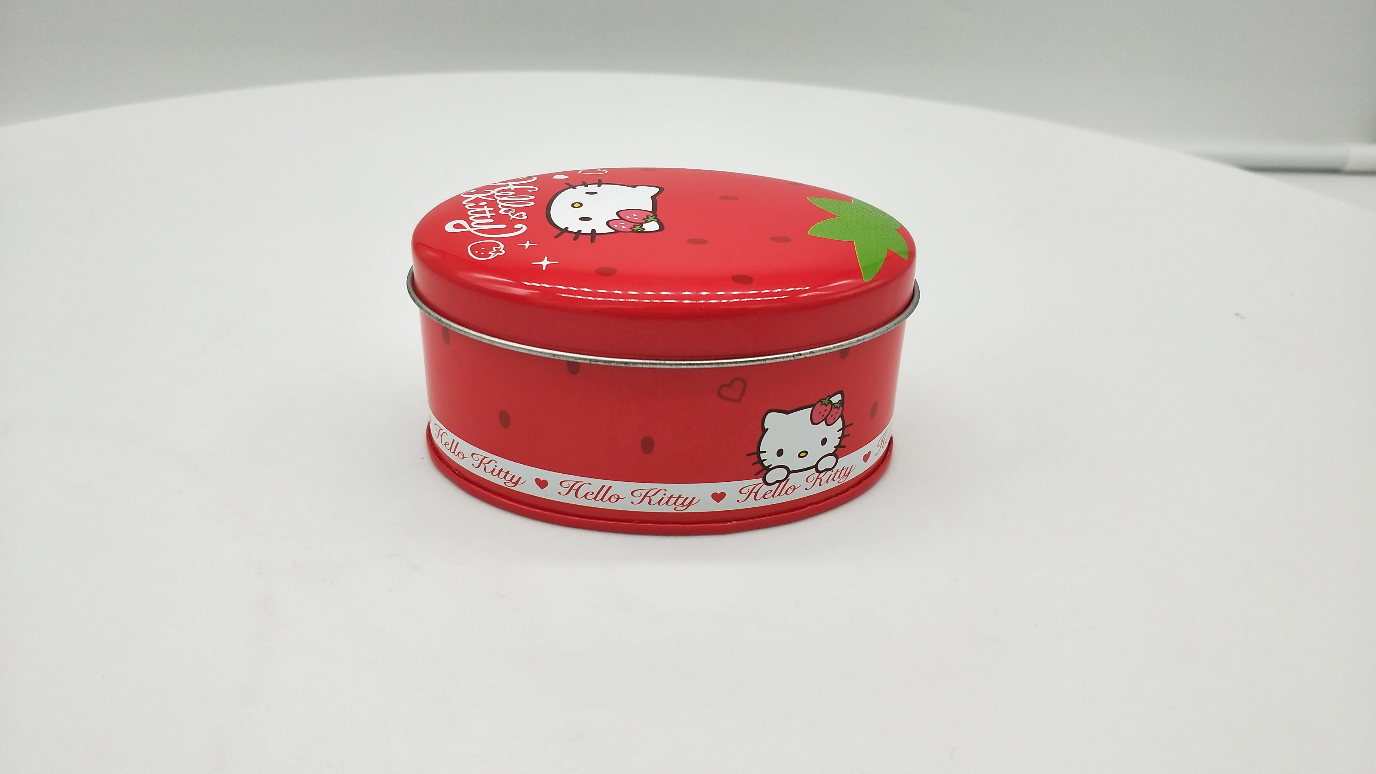  Жестяная коробка с рисунком Hello Kitty маленькая красная овальная жестяная банка в форме клубники для детских