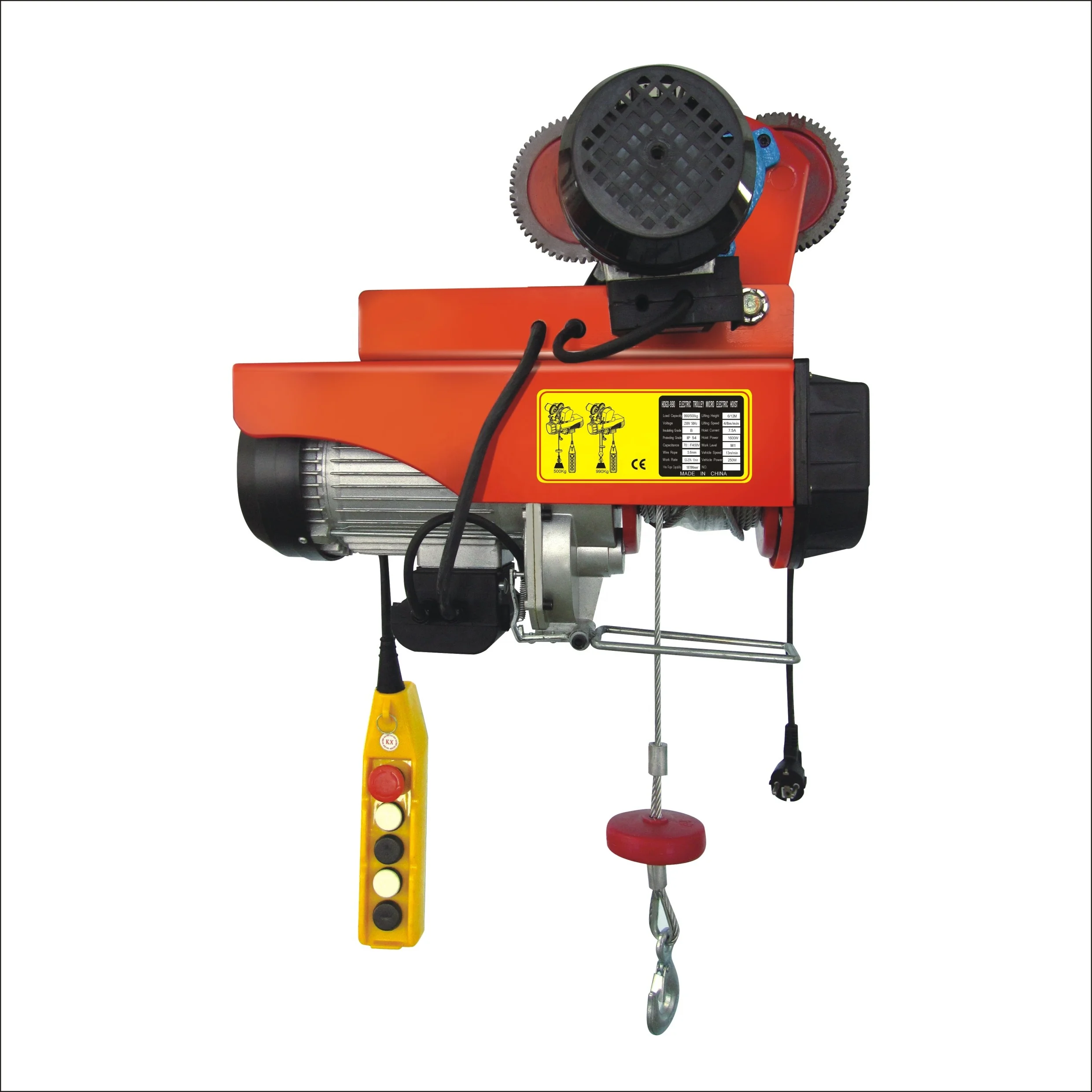European Style Down Position Limt 200kg to 1000kg with Trolley Engine Human Hoist Wire Rope Electric Hoist