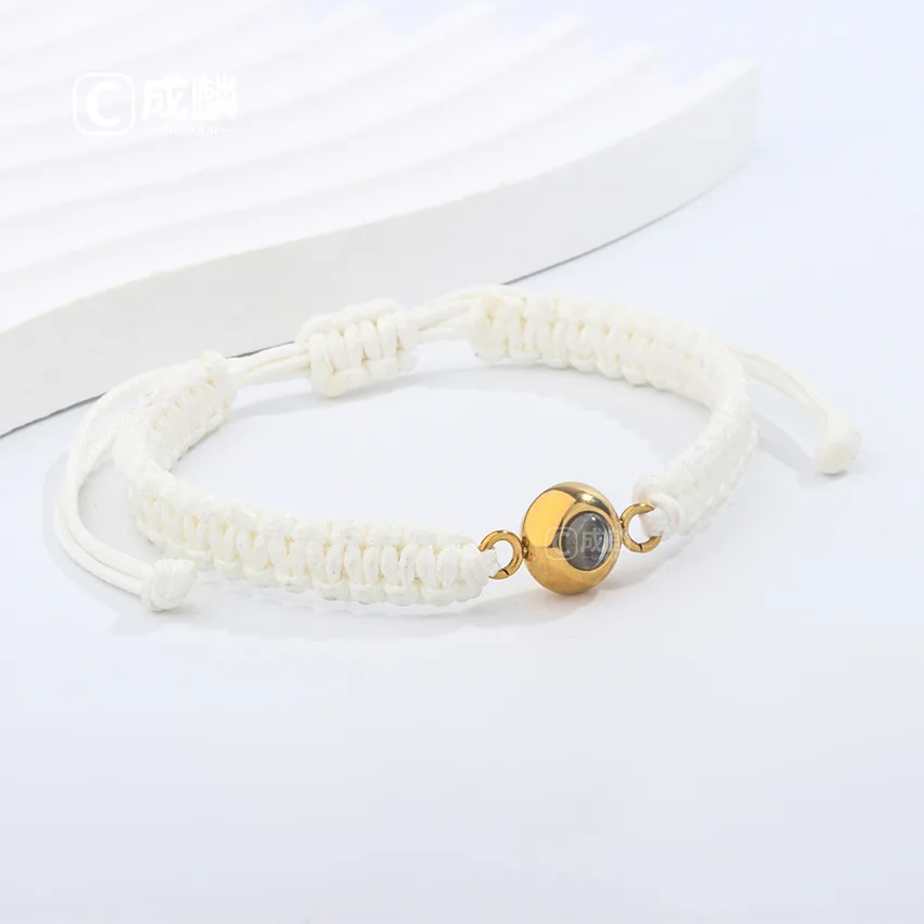 Wholesale 100 Languages I love You Stainless Steel Projection Bracelet Adjustable Colorful Couple Bracelets