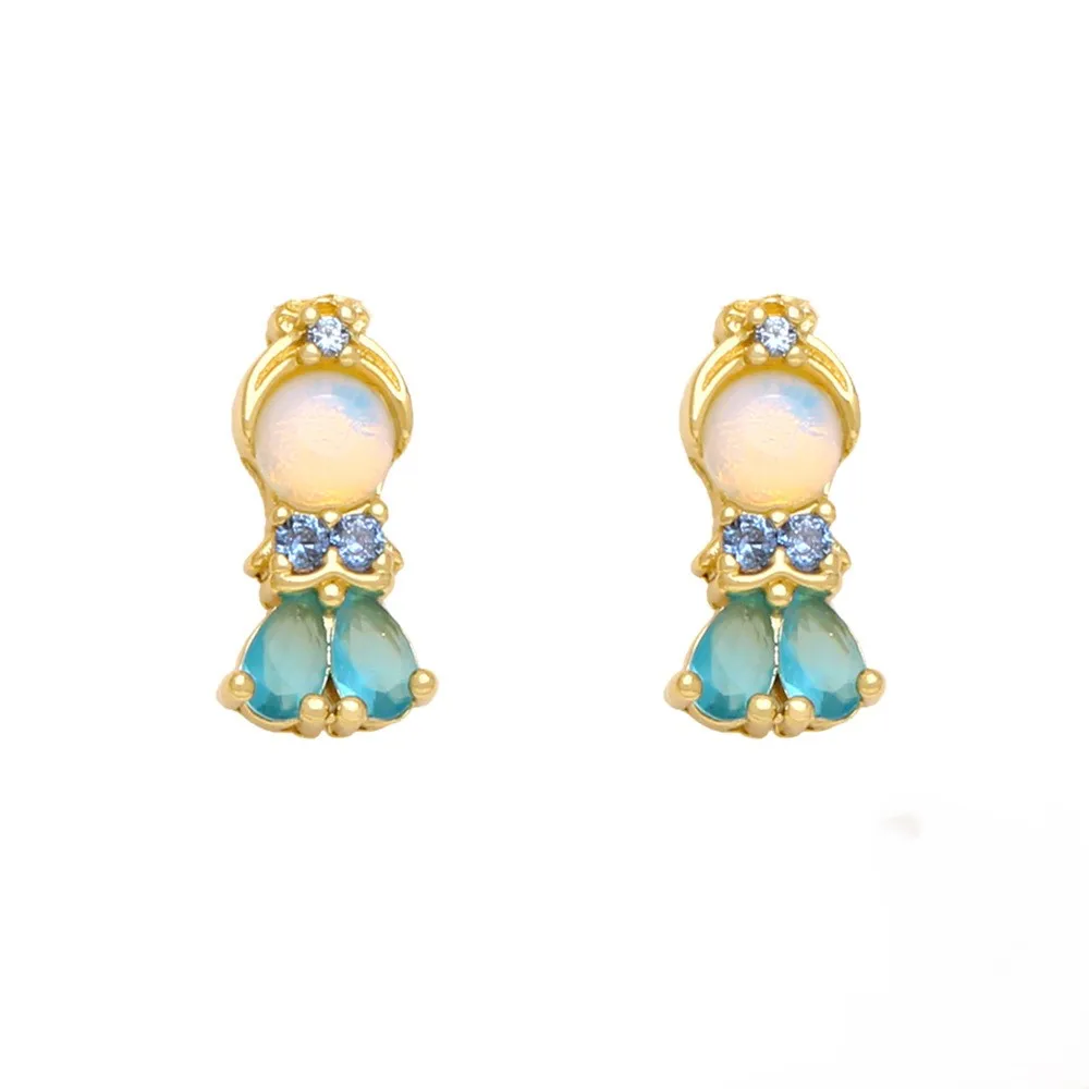 New Fairy Tale Princess Earrings Femininity With Colorful Zircon Mermaid Stud Earrings