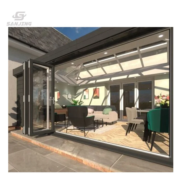 Двойные двери алюминиевые складные патио с retracta