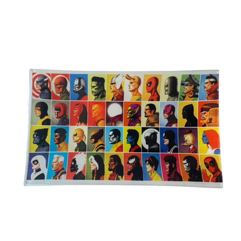 25*15cm Rectangle roll Glass Tray Custom Pattern Premium Shatter Resistant Glass tray herb