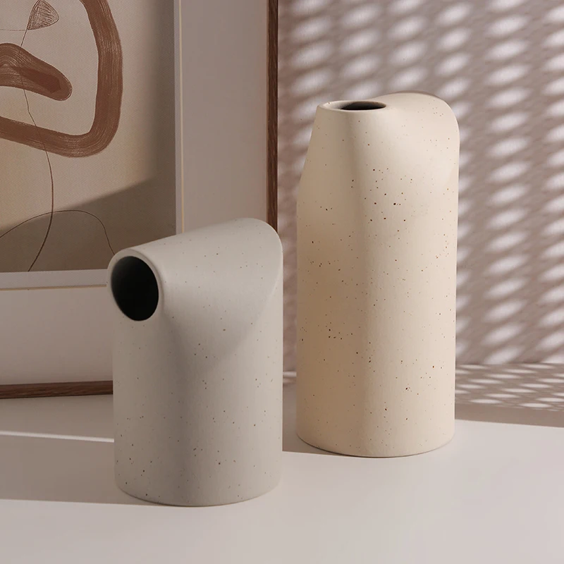 Modern Wabi-sabi Style Plain White Matte Ceramic Vase Home Decoration Patio DecorationVase Home Decoration Lanborui ceramic
