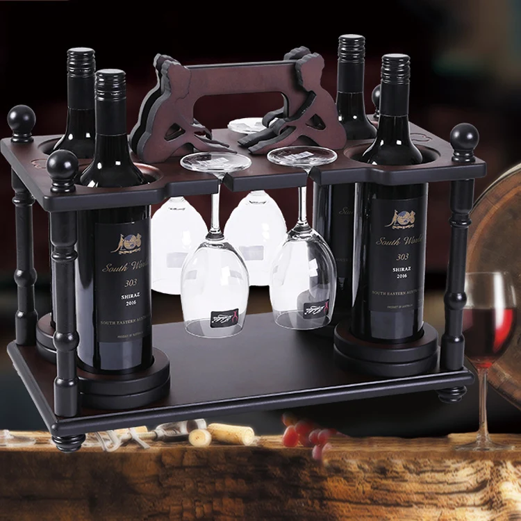 Wood Wine Glass Bottle Tree Rack Stand Holder