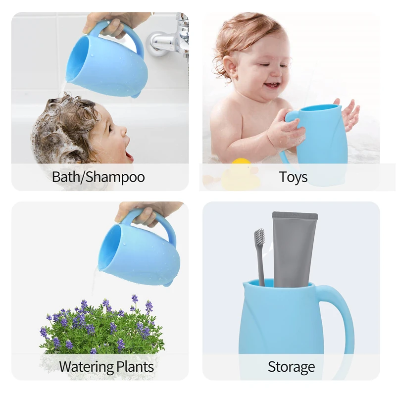 Baby Bath Rinse Cup for Rinsing - Shampoo & Body Washing Rinser Cup Bathing Scoop for Infants with Handle(Penguin-Yellow)