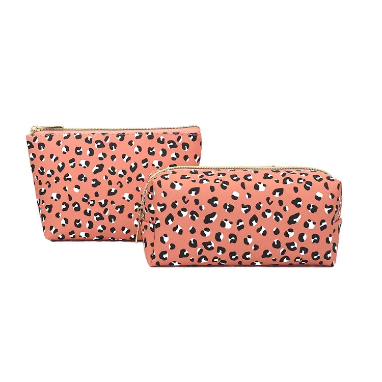 Leopard Print Makeup Toiletry Pu Leather Waterproof Set of Cosmetics Travel Bag