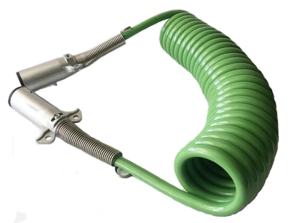 7 way pin copper conductor wire SAE J560 Heavy duty vehicles ISO 1185 Trailer Connector Coiled Cables