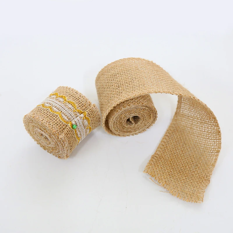 Diy craft colorful 100% hessian jute burlap ribbon roll