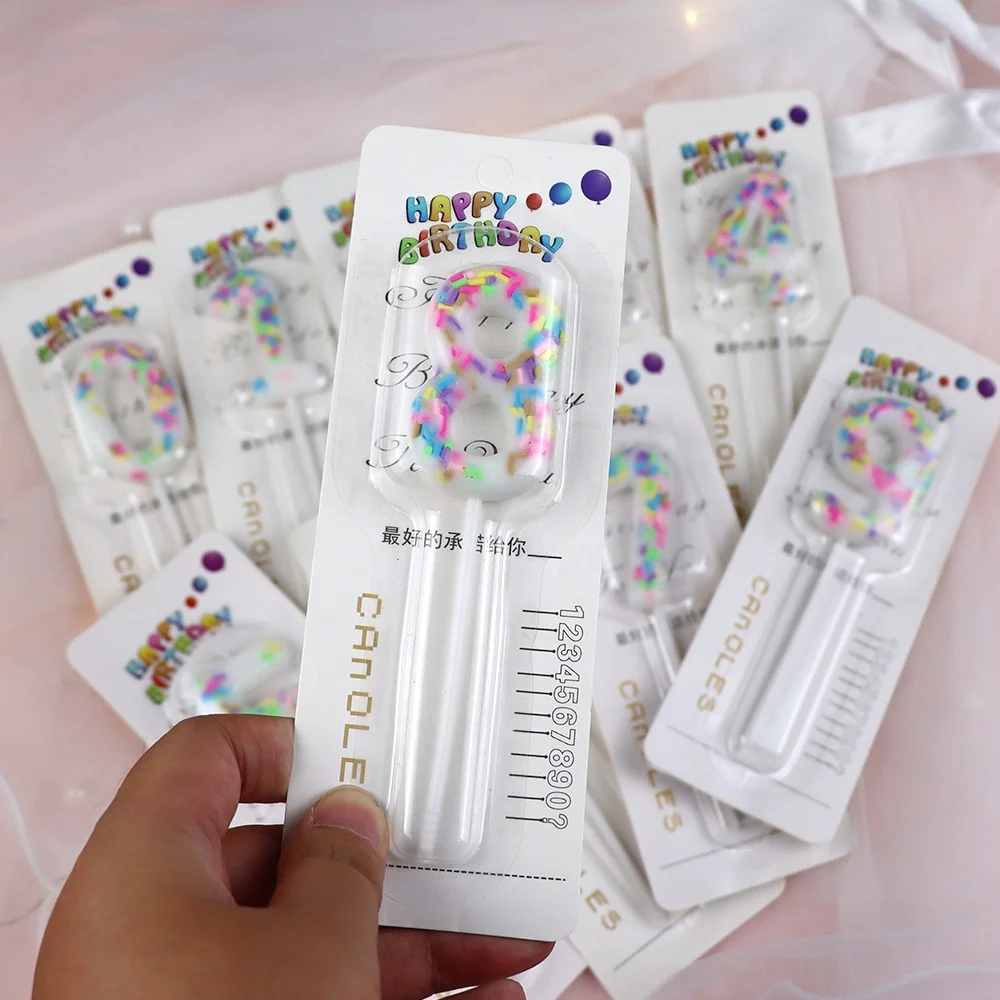 Cake Number Candle Topper Decoration Candle Colorful Birthday Party for Party Hot Selling 0-9 Blister Card Paraffin Wax