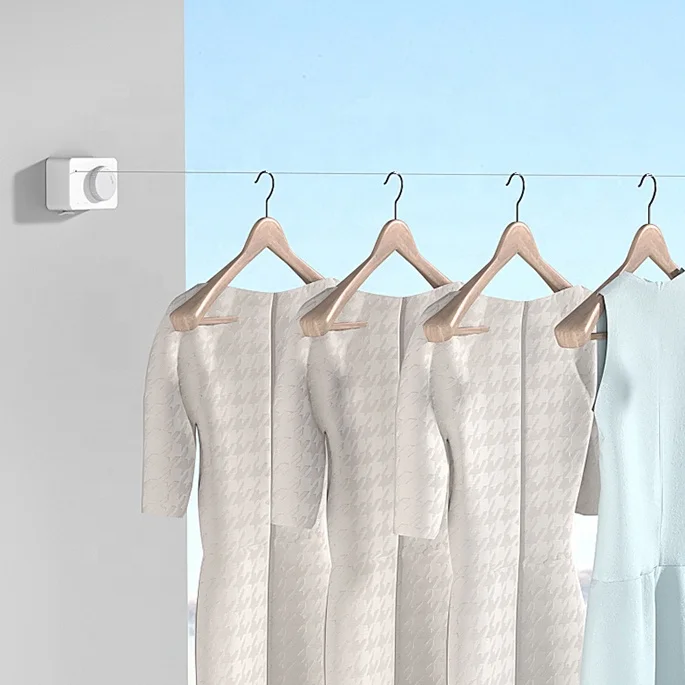 Wall Mounted Hotel Balcony Laundry Colored Clothes Dry Line Rope Retractable Hanger Indoor