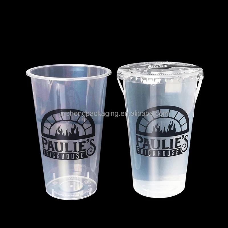 Clear custom logo UV printing printed small batch ready to ship 500ml 600ml 700ml cold drinking pp beer cup plastic