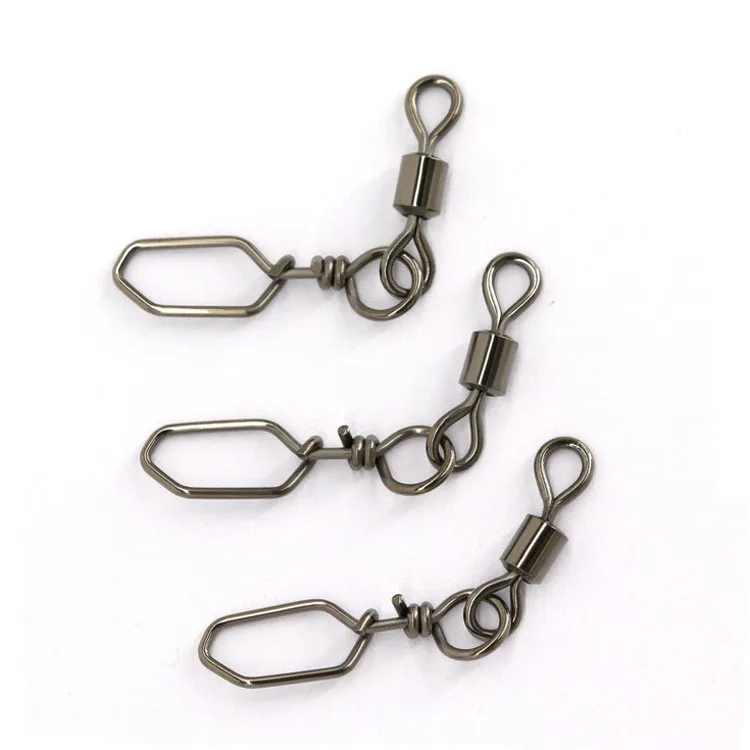 Ocean boat Fishing Connector Rolling Swivels With Square Snaps Stainless Steel Fishing Lure Swivel Hook